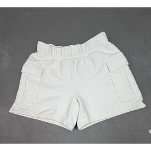 TNA Sweat Fleece Shorts Womens XS White Baggy Loose Cargo Trunks Elastic Waist